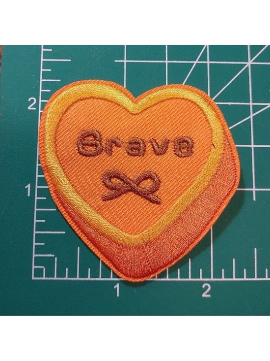Hot Topic Accessories - 2/$10 Orange Heart Patch with 'Brave' Embroidery